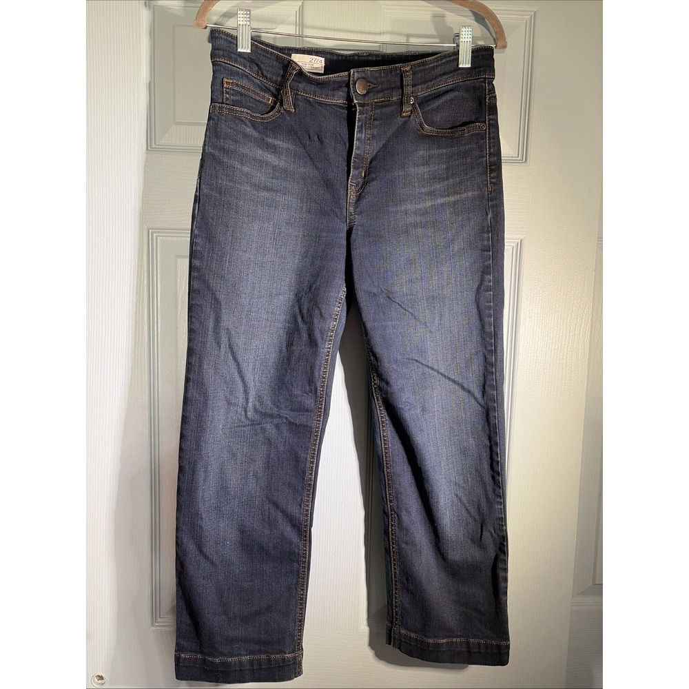 Gap 1969 High Rise Cropped Straight Jeans Womens Size 27/4 Dark‎ Denim Blue.